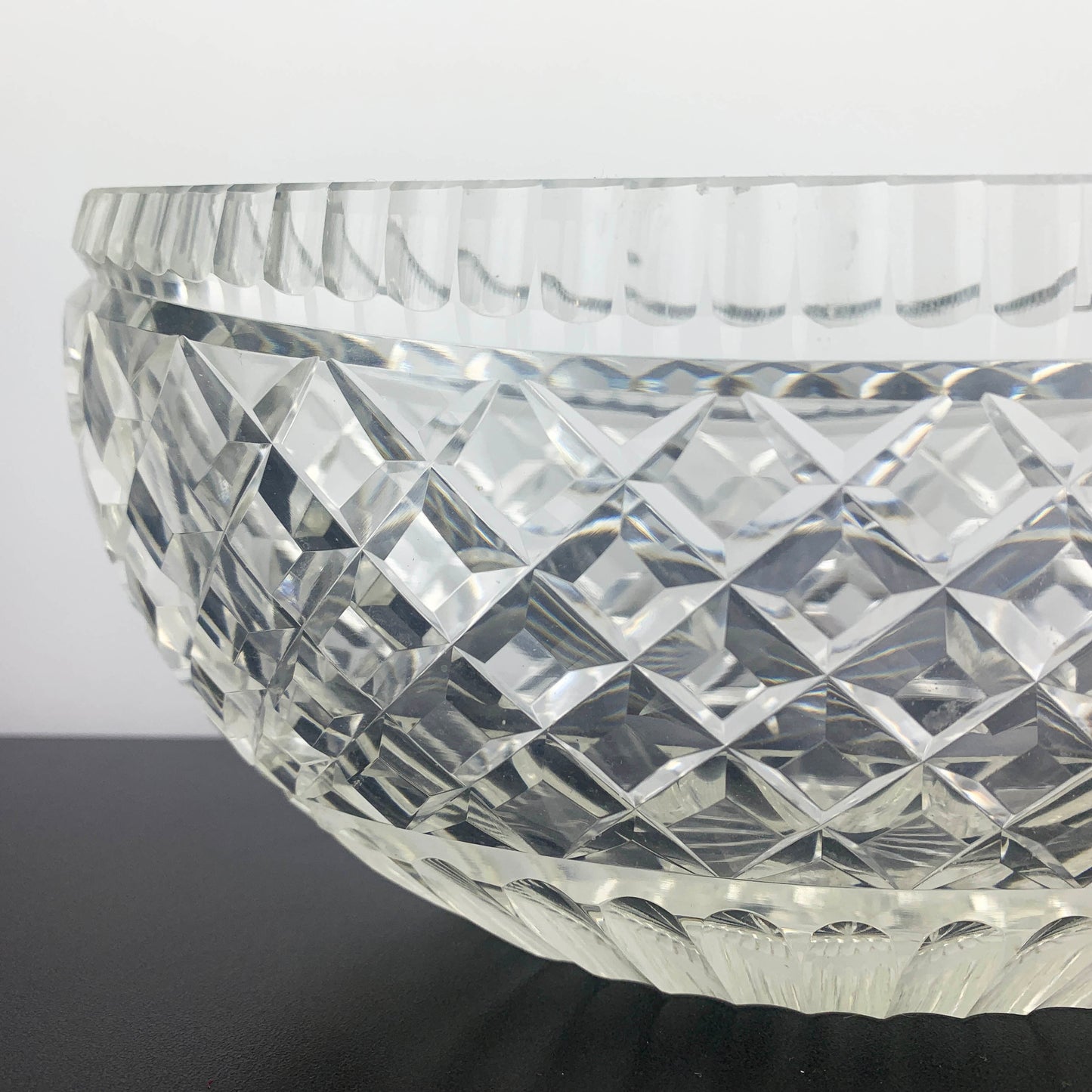 Crystal Elliptical Bowl with Thumbprint Rim