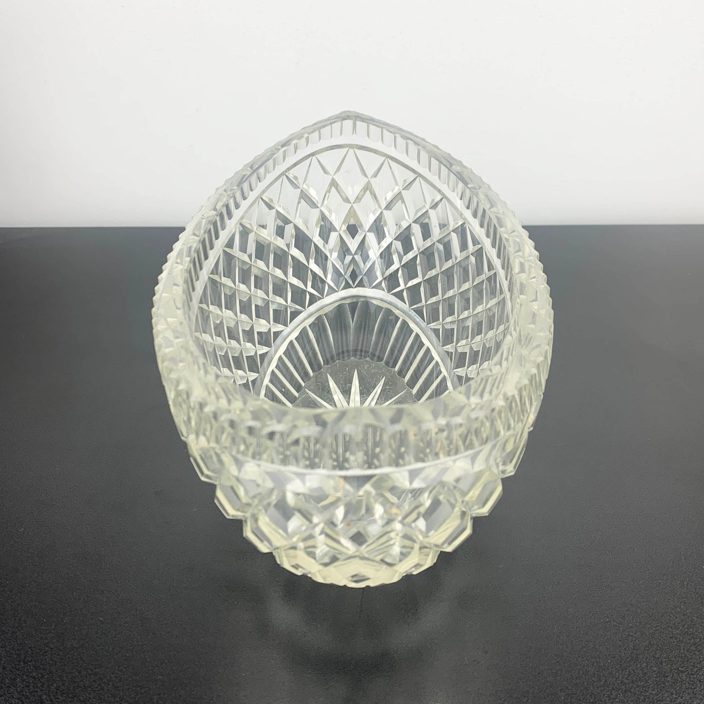 Crystal Elliptical Bowl with Thumbprint Rim