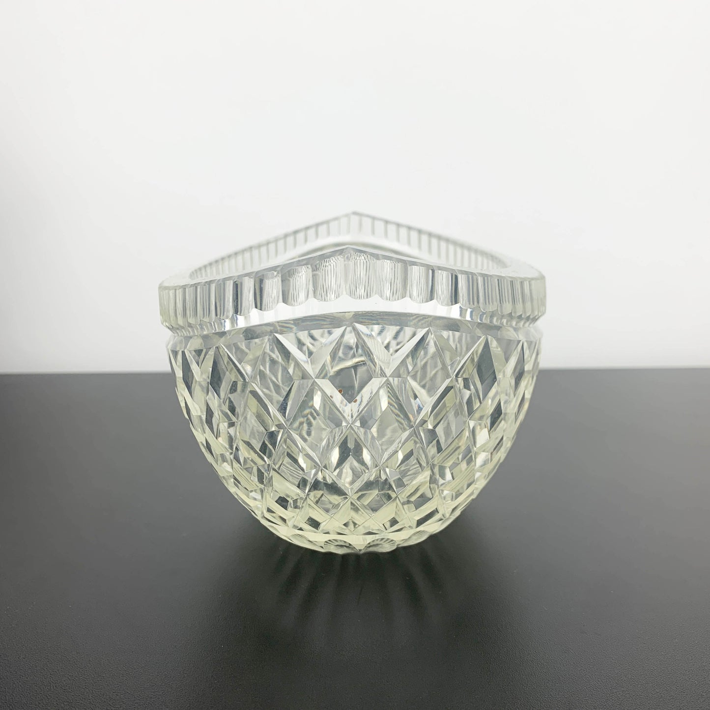 Crystal Elliptical Bowl with Thumbprint Rim