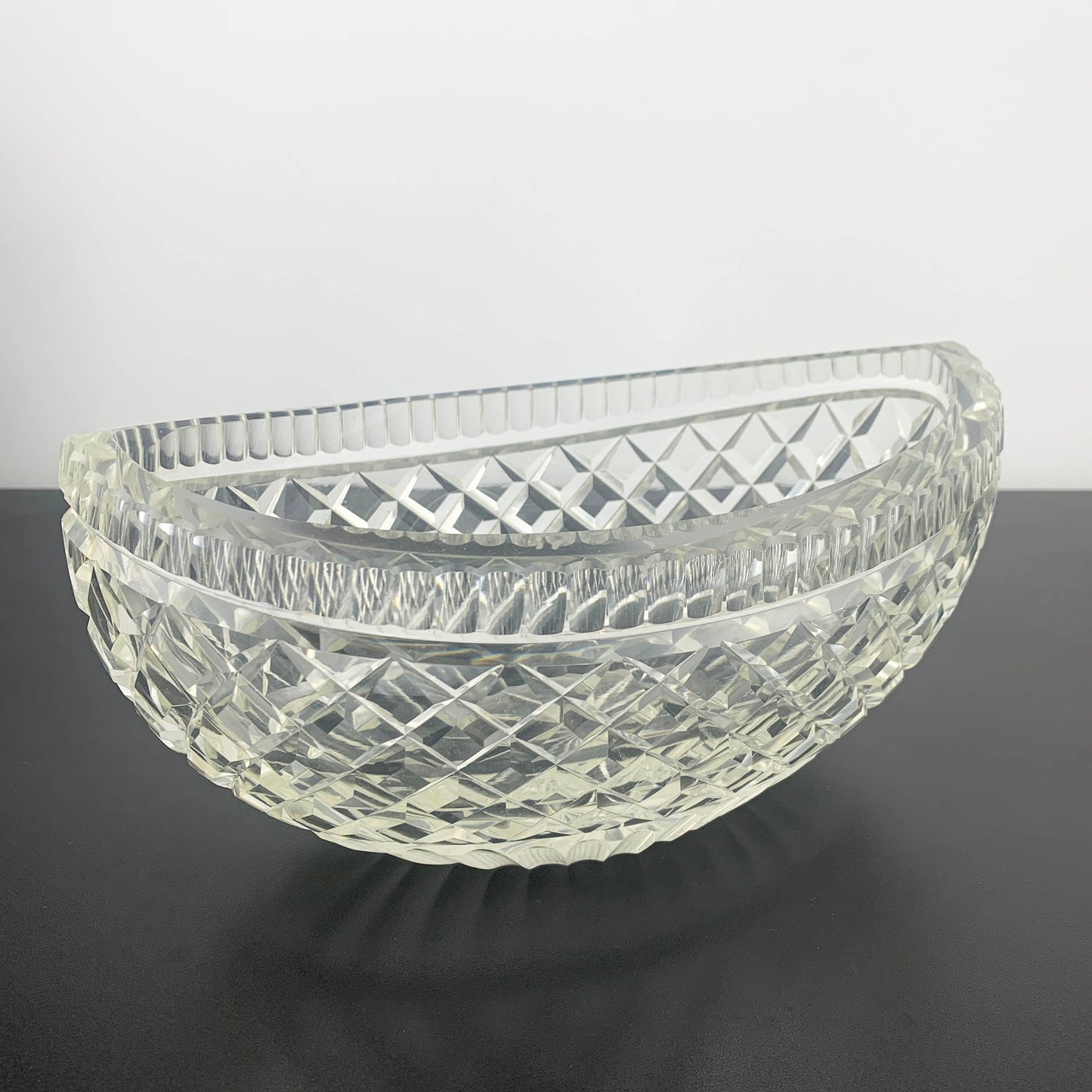 Crystal Elliptical Bowl with Thumbprint Rim