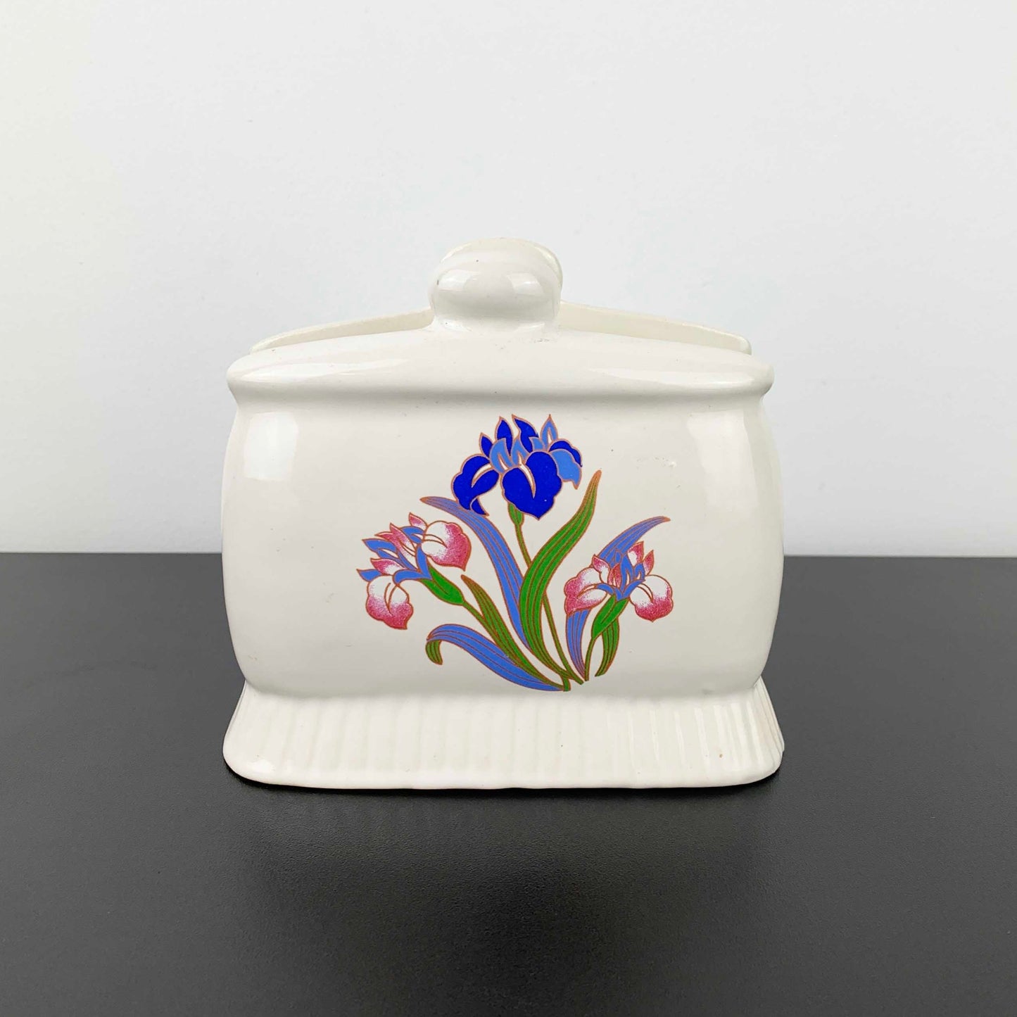 Iris floral ceramic napkin holder