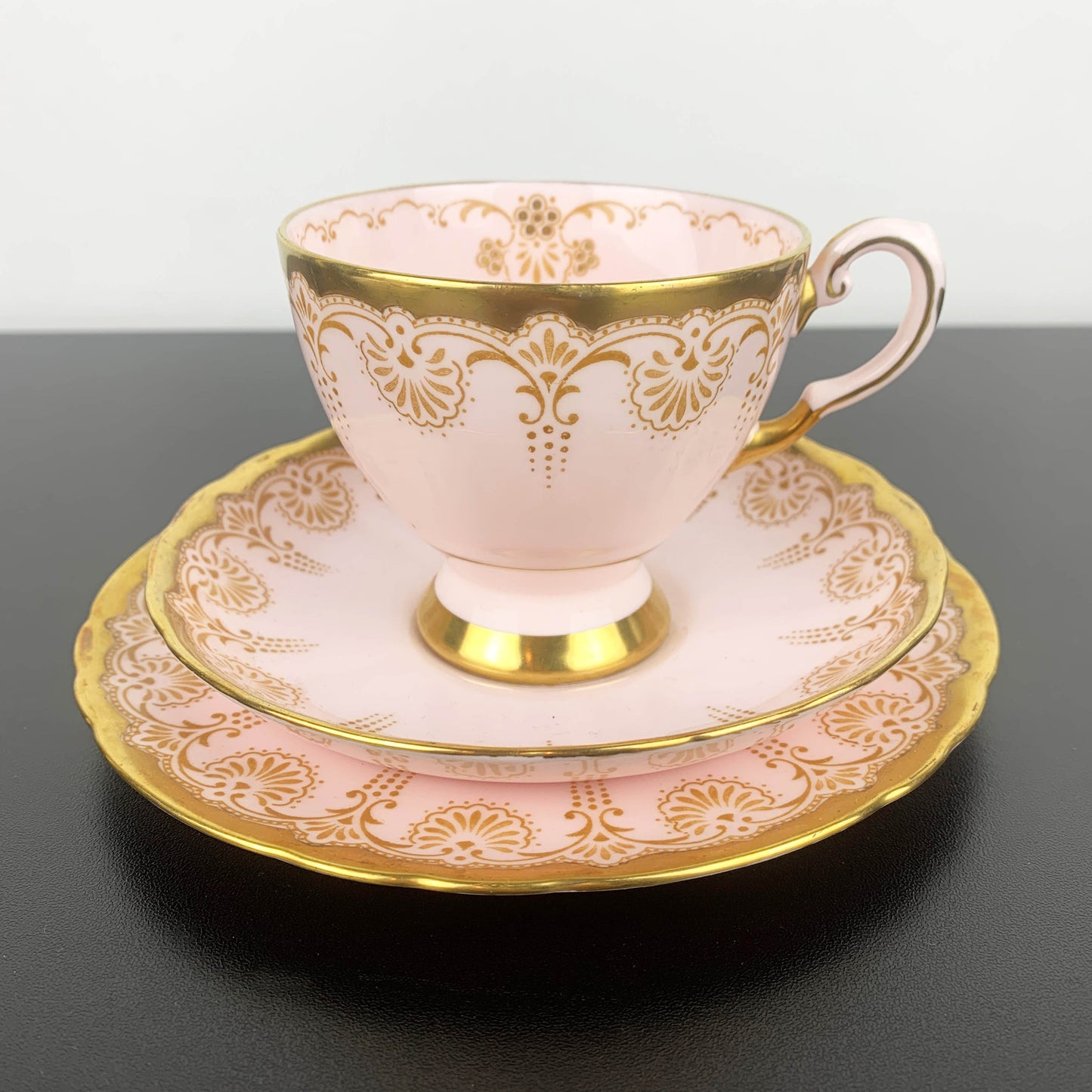 Royal Tuscan (Wedgwood) Pink and Gold Trio