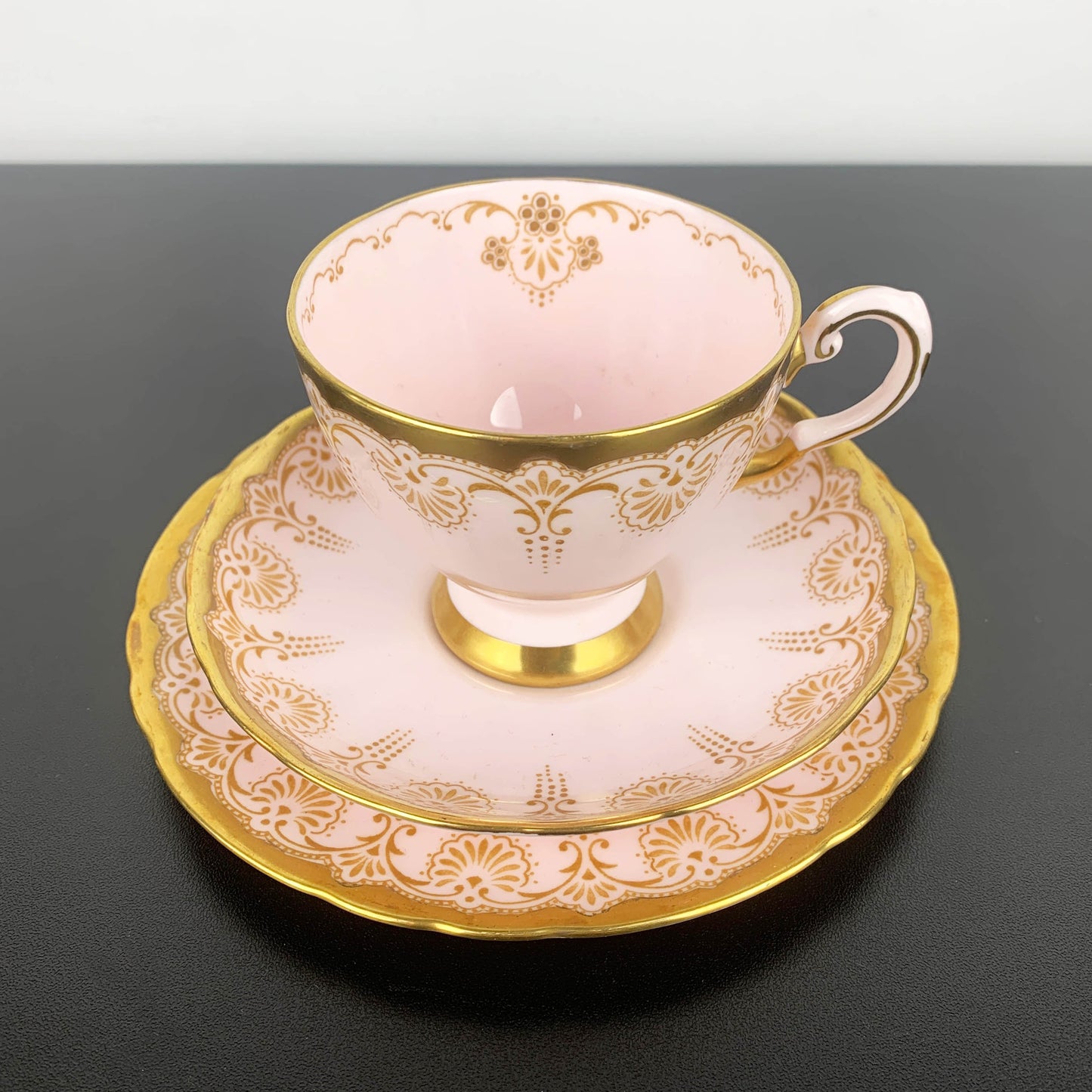Royal Tuscan (Wedgwood) Pink and Gold Trio