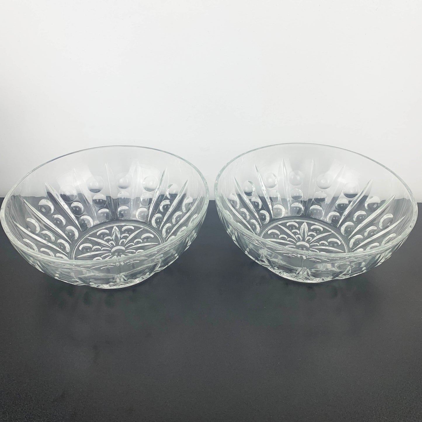 Reims France Crystal Bubble Pattern Salad Bowls - Set of 2