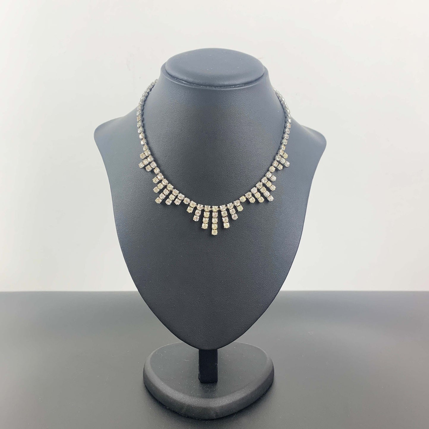 Mid Century Rhinestone Fringe Necklace