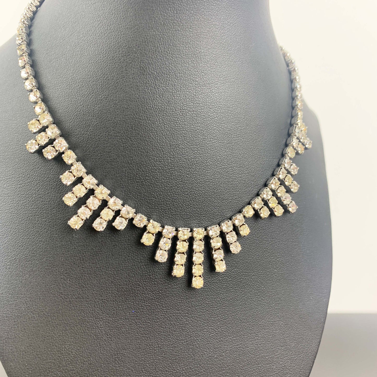 Mid Century Rhinestone Fringe Necklace