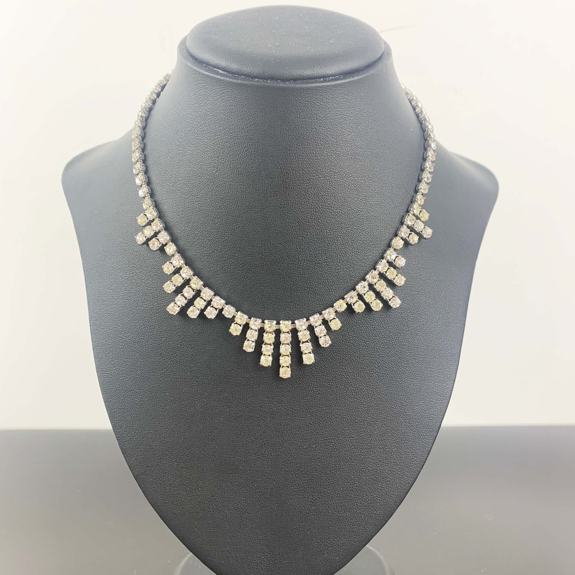 1950's rhinestone fringe necklace
