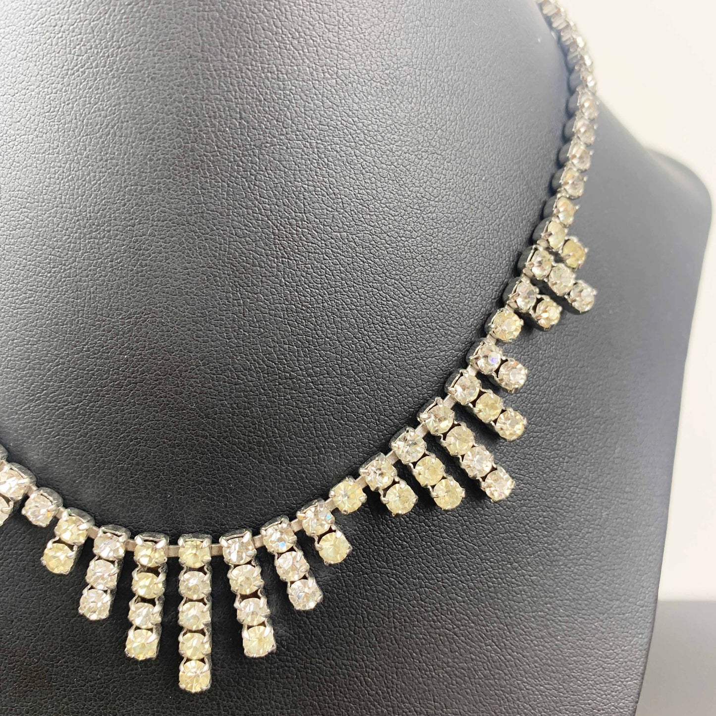 Mid Century Rhinestone Fringe Necklace