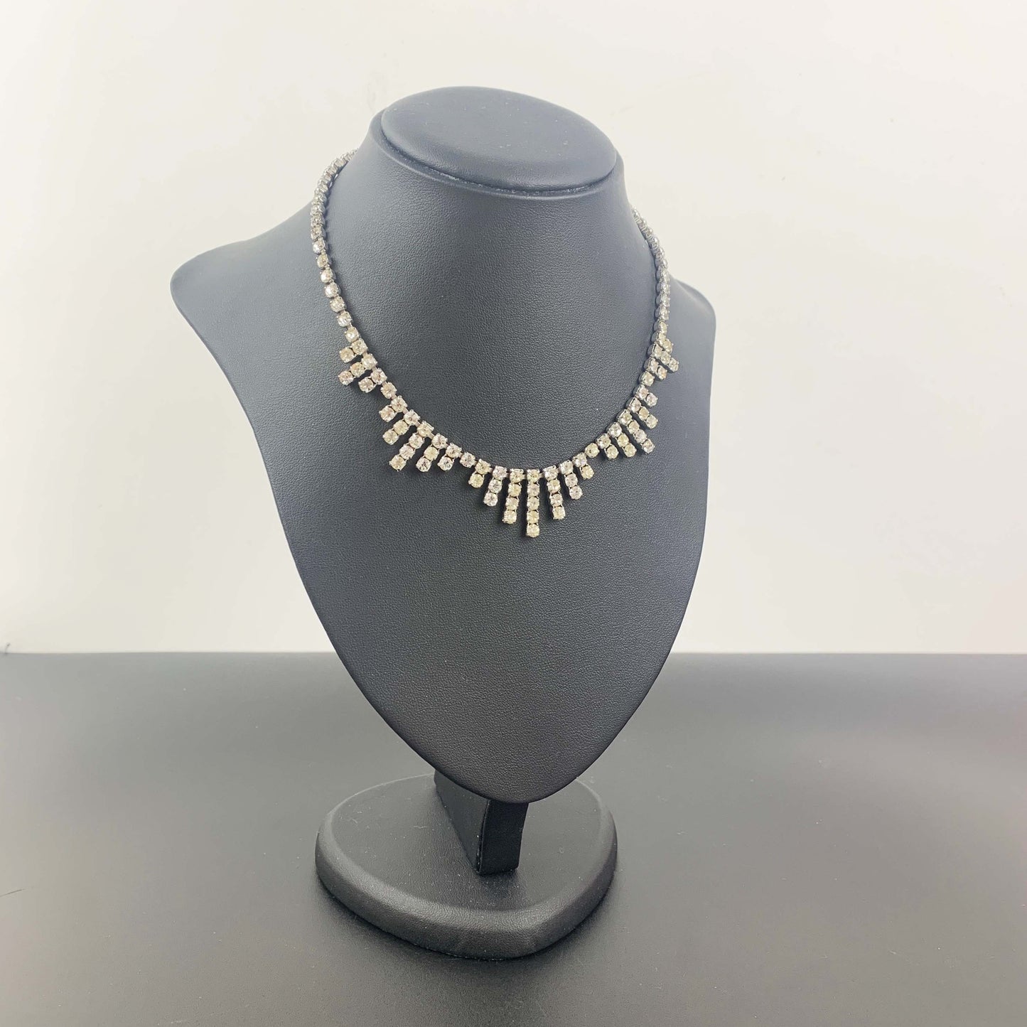 Mid Century Rhinestone Fringe Necklace