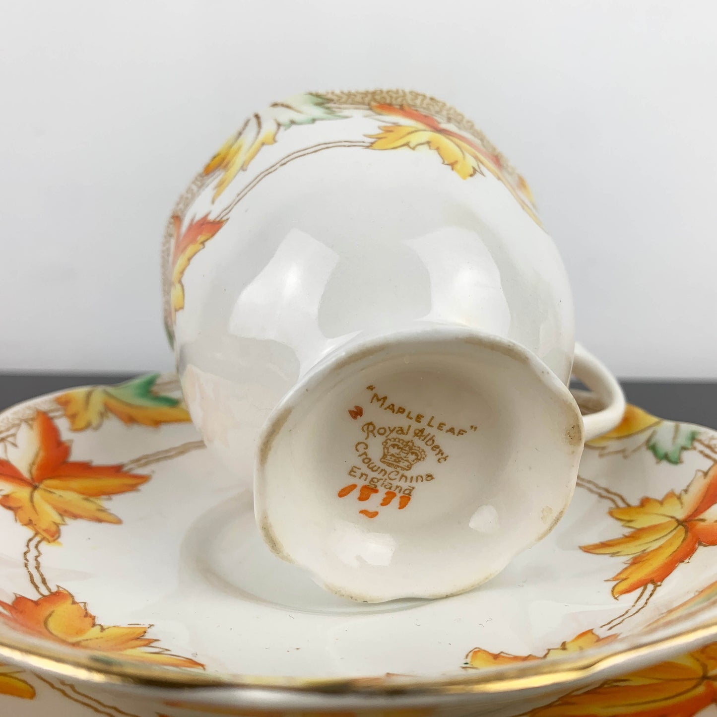 Royal Albert Crown China Maple Leaf Trio