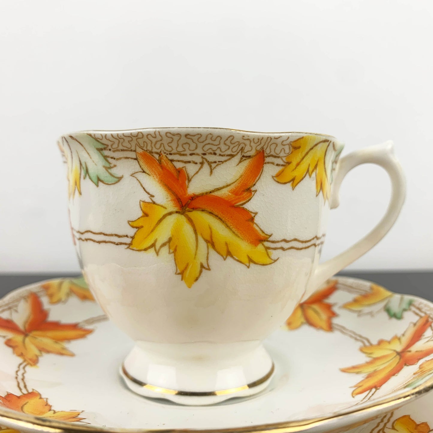 Royal Albert Crown China Maple Leaf Trio