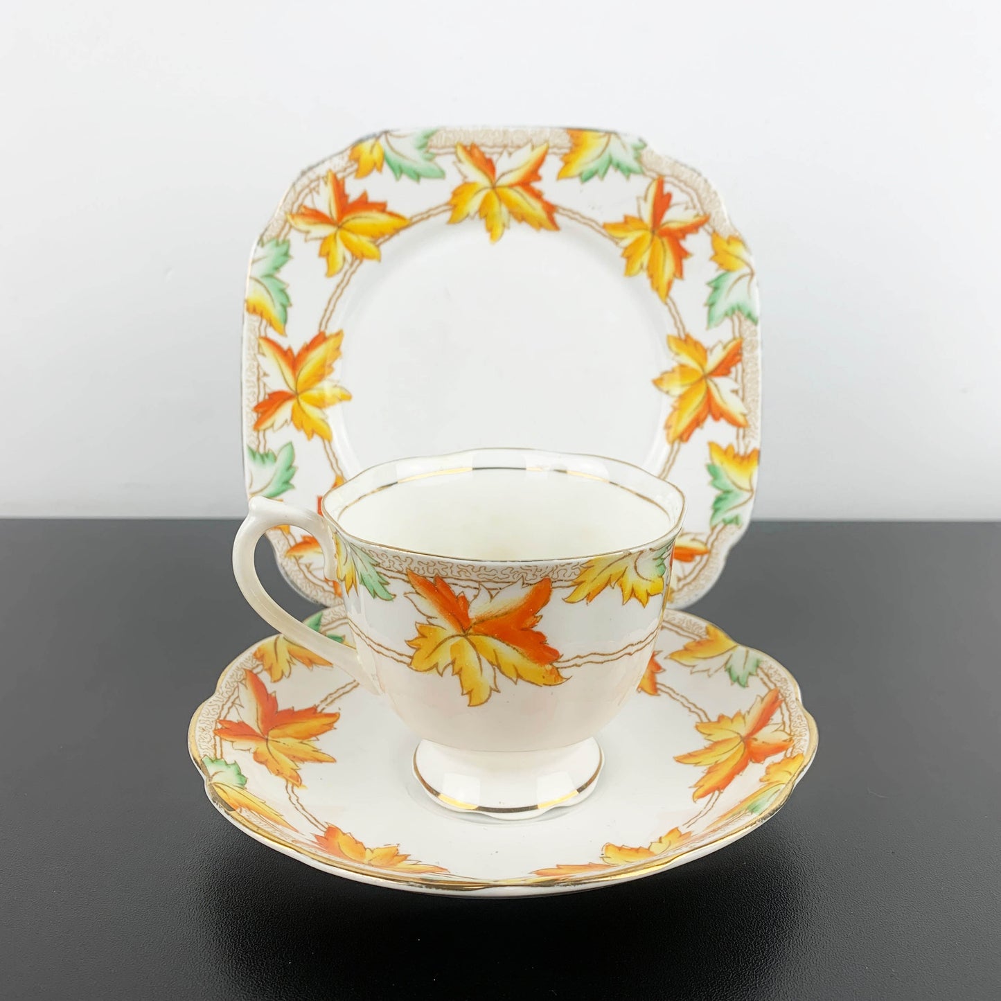 Royal Albert Crown China Maple Leaf Trio