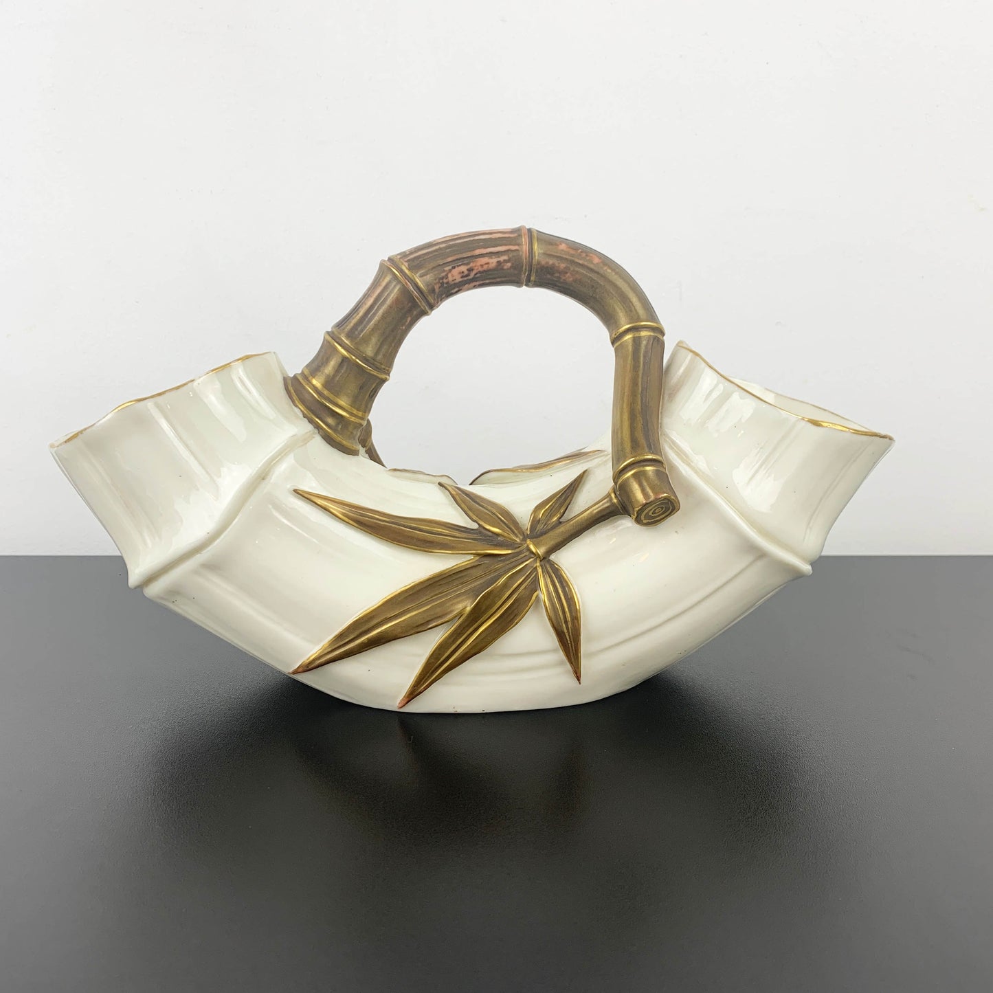 Royal Worcester Aesthetic Movement double-ended bamboo vase c. 1880's