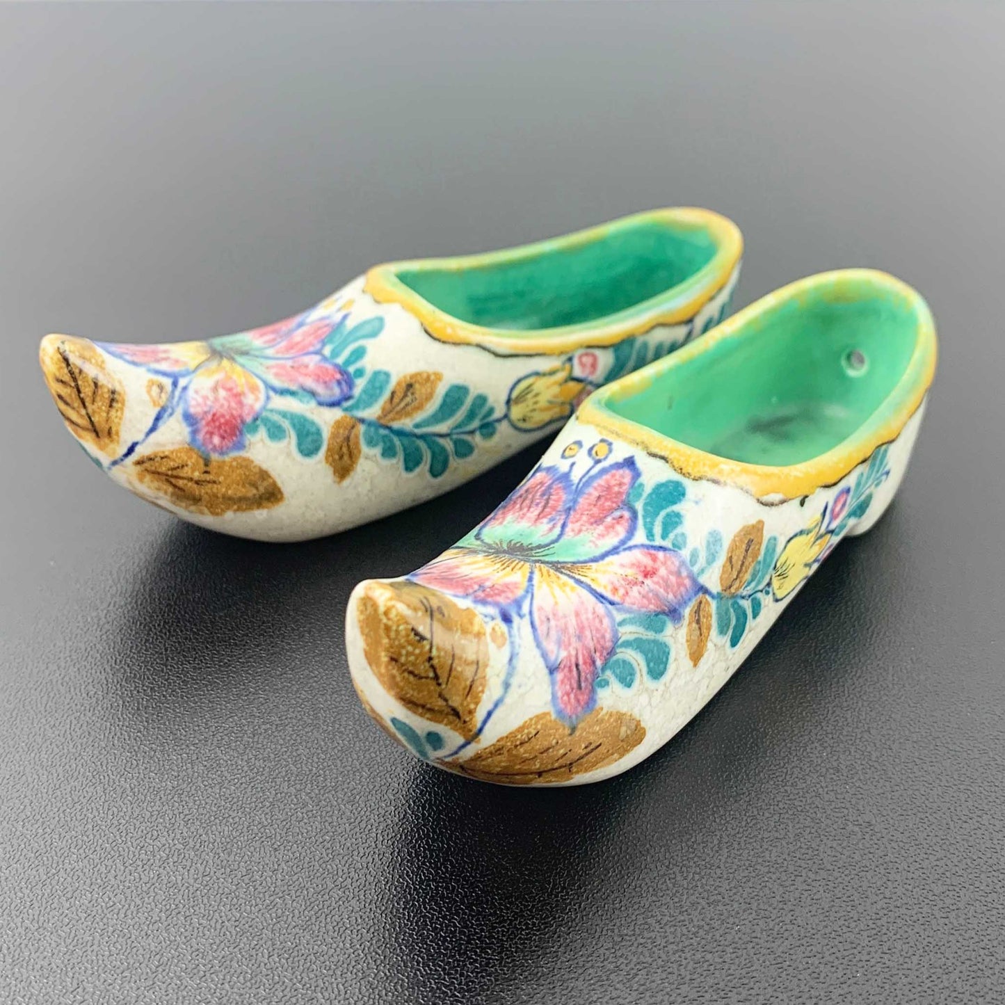 Royal Zuid Holland rare pair of ceramic clogs c.1947