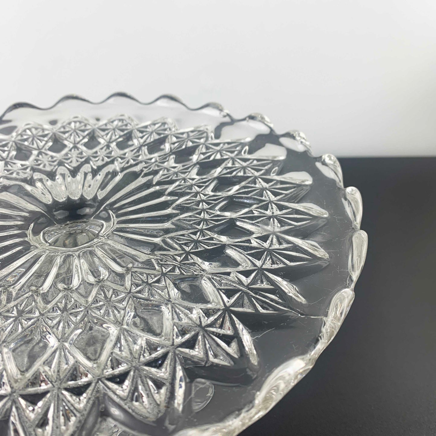 Vintage pressed glass footed cake stand
