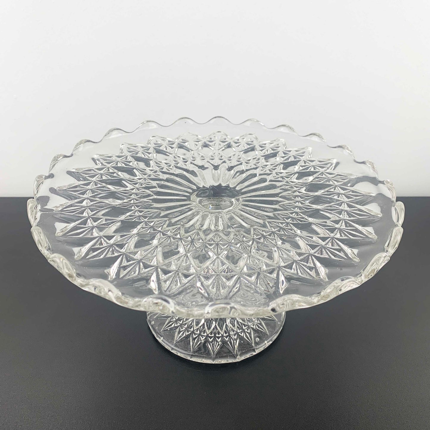 Vintage pressed glass footed cake stand