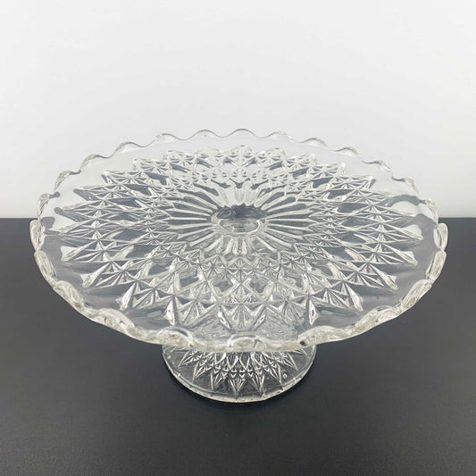 Vintage pressed glass footed cake stand