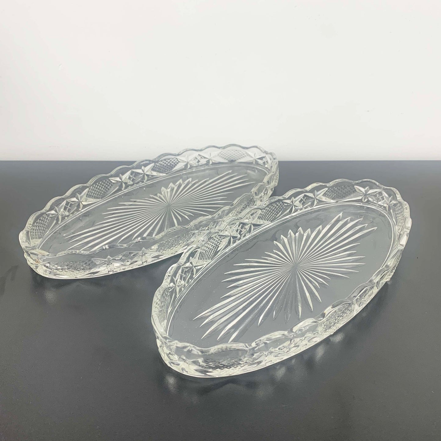 Oval Celery and Relish Trays - Set of 2