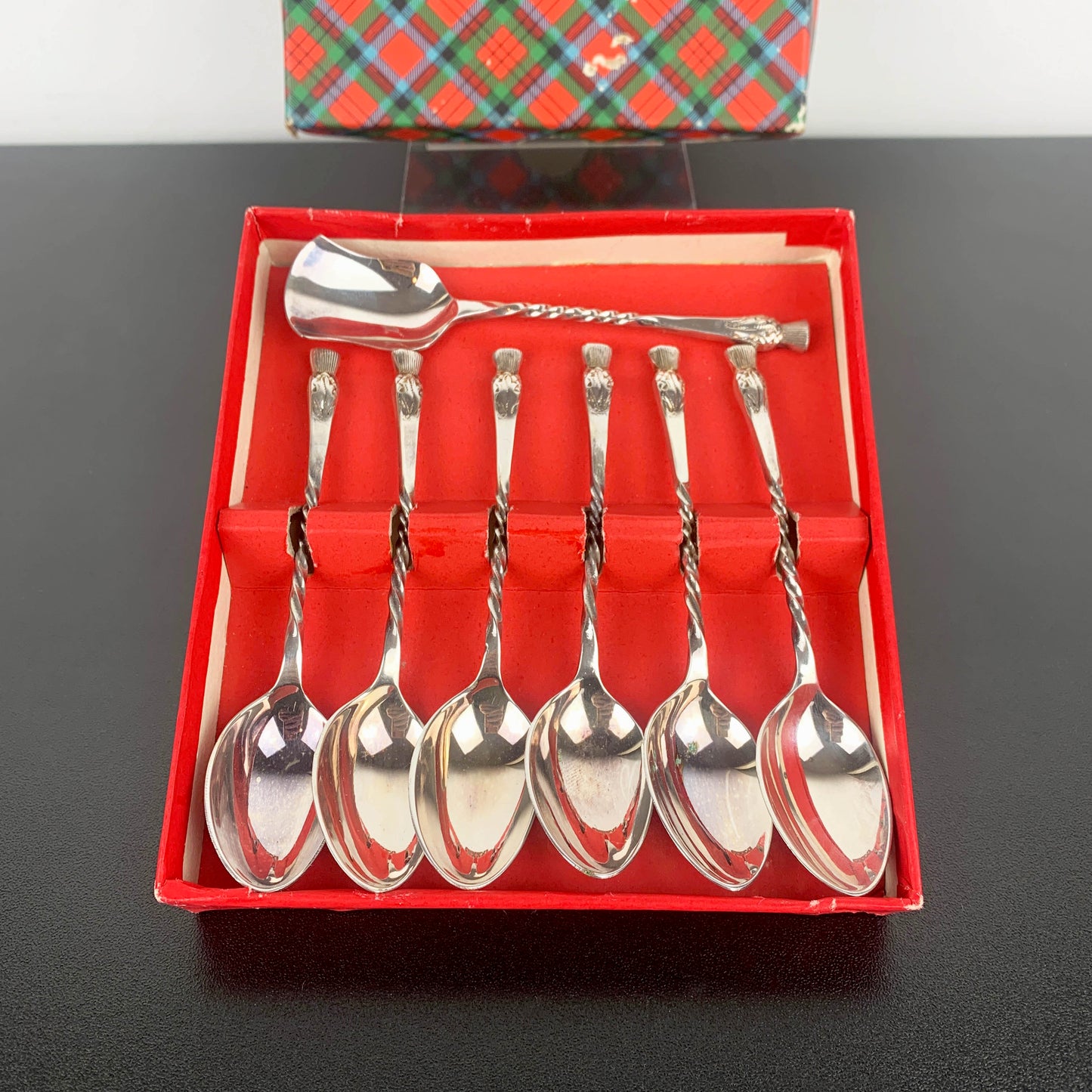 Scottish Thistle Teaspoon Set with Jam Spoon: Boxed Set of 7