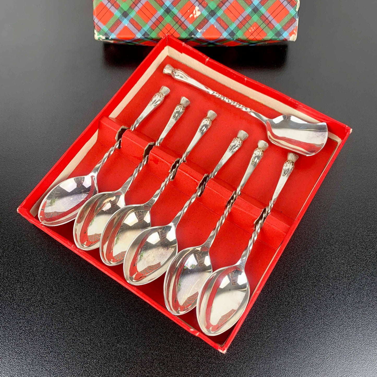 Scottish Thistle Teaspoon Set with Jam Spoon: Boxed Set of 7