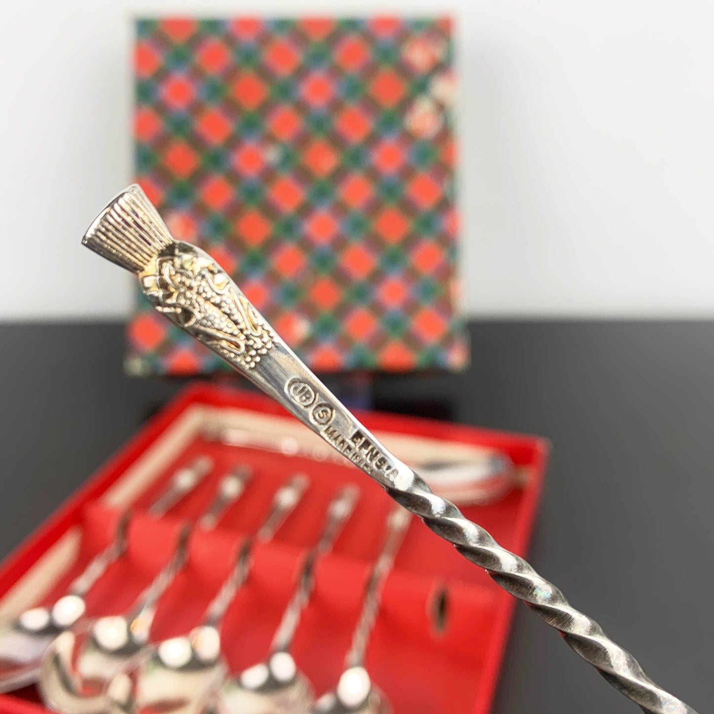 Scottish Thistle Teaspoon Set with Jam Spoon: Boxed Set of 7