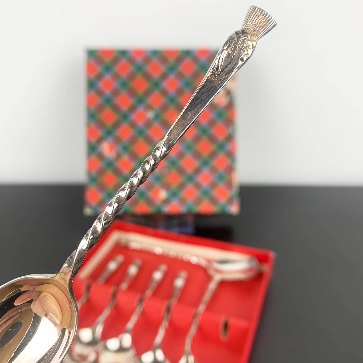 Scottish Thistle Teaspoon Set with Jam Spoon: Boxed Set of 7
