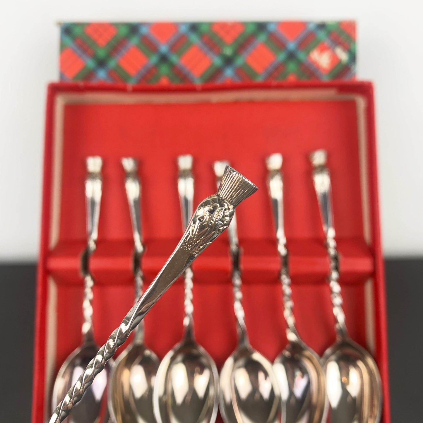 Scottish Thistle Teaspoon Set with Jam Spoon: Boxed Set of 7