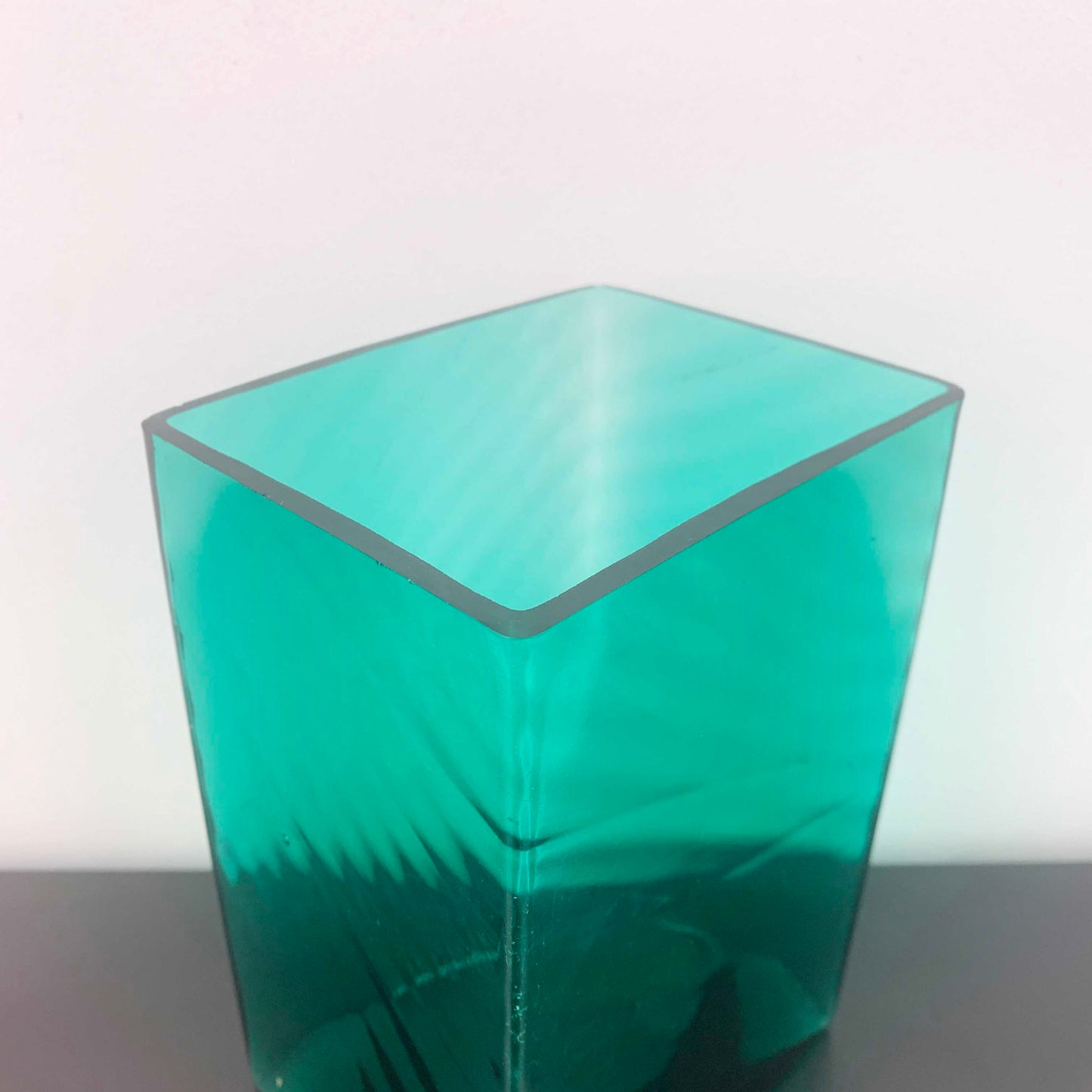 Mid Century Sea Green Block Vase