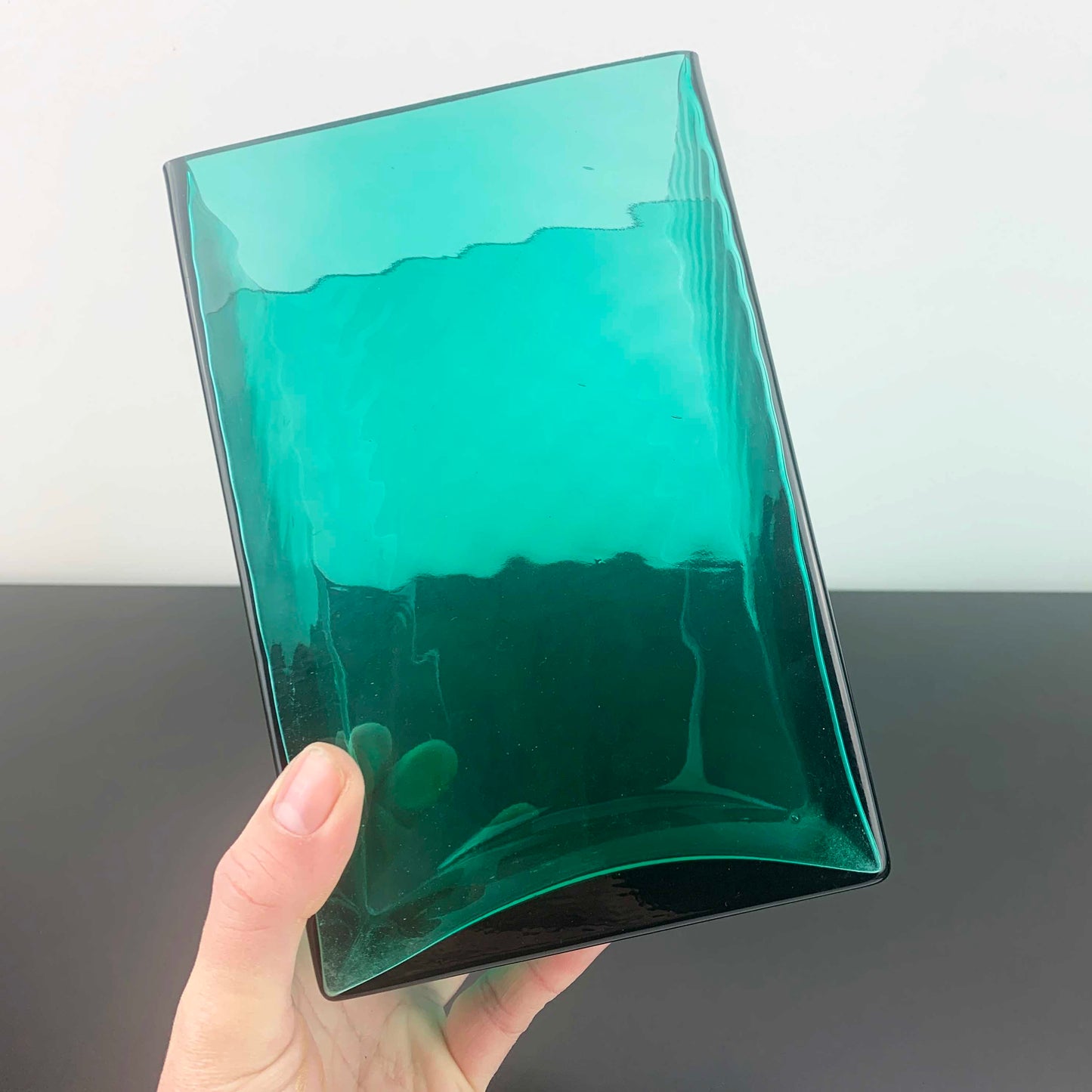 Mid Century Sea Green Block Vase