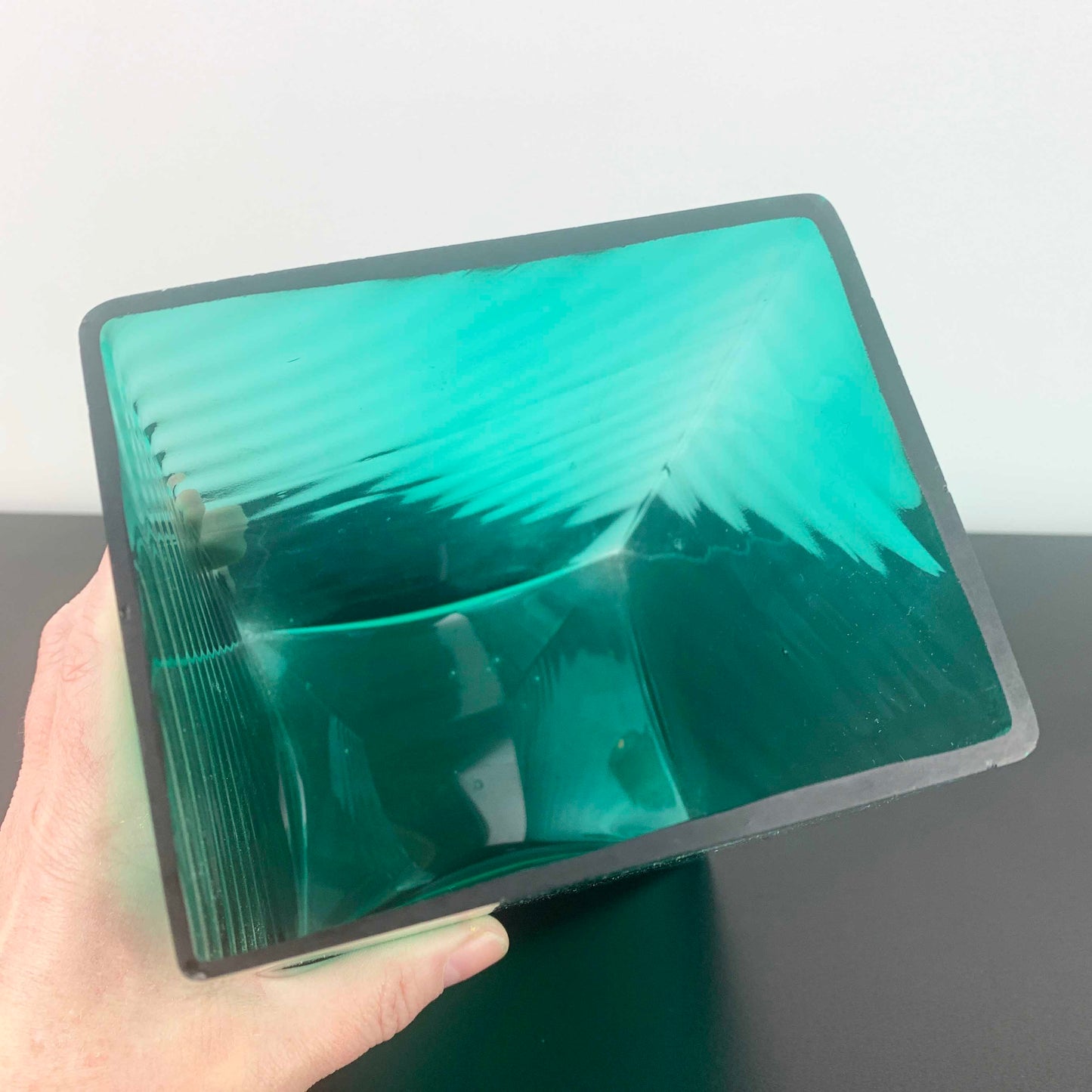 Mid Century Sea Green Block Vase