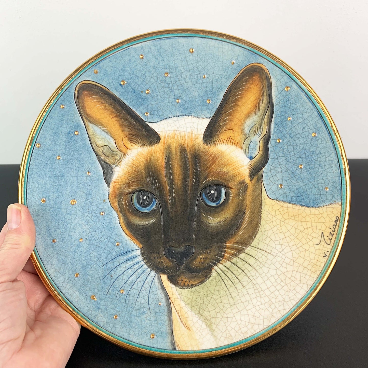 Veneto Flair Italy Cat Series 'Siamese Blue Point' Wall Plate