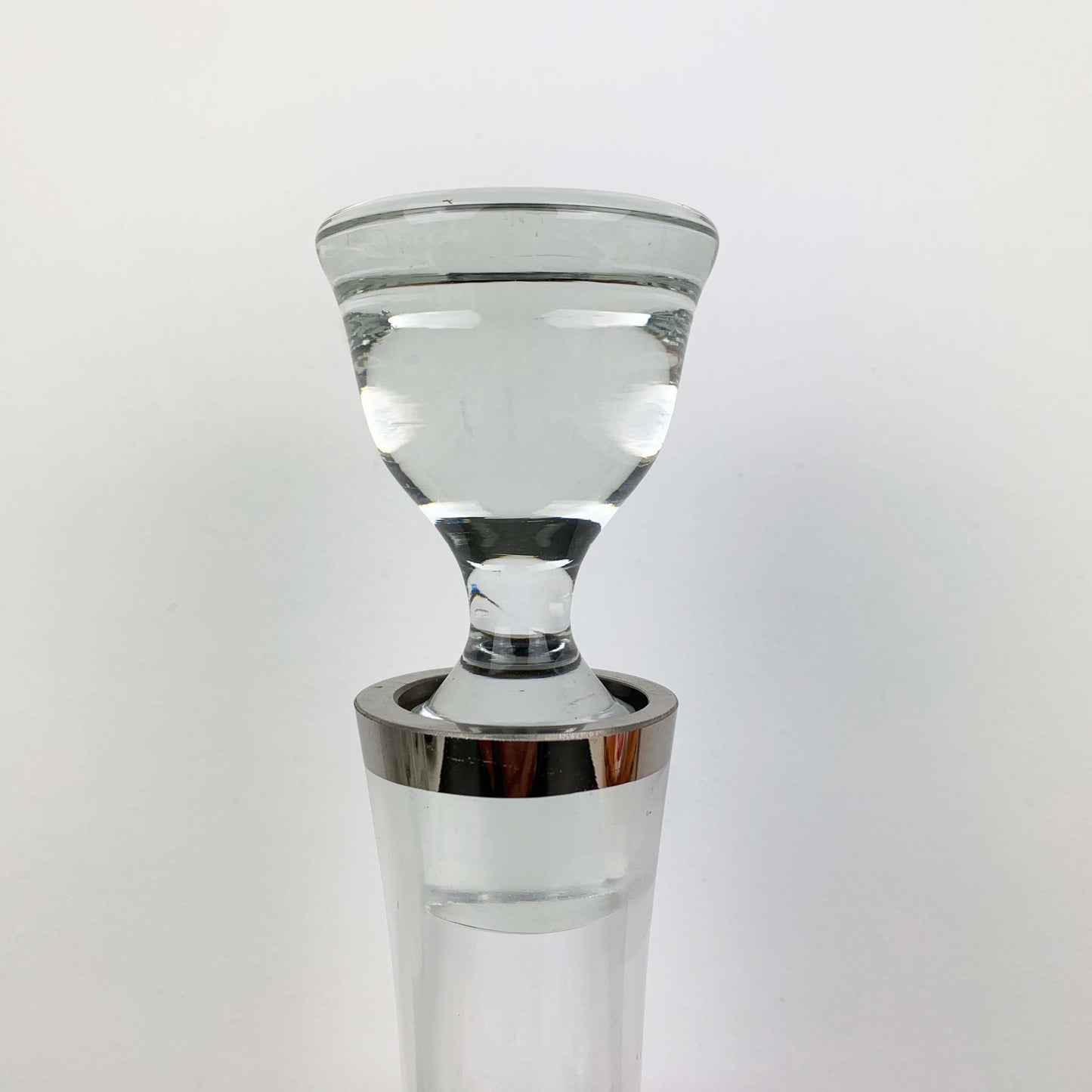 Platinum Rimmed Bell Decanter and Glass Set