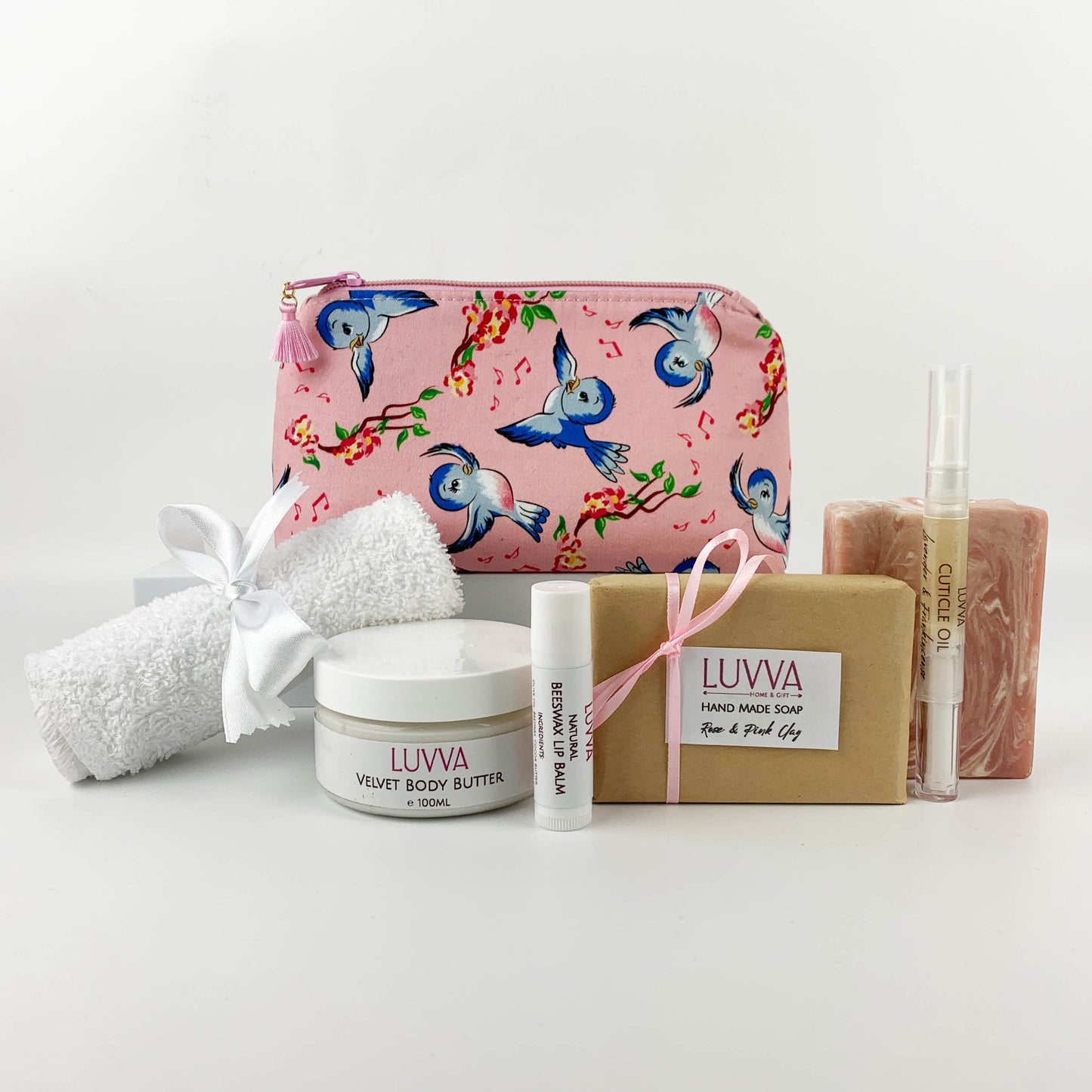Skincare Makeup Pouch Gift Set with Bluebird Cosmetic Pouch