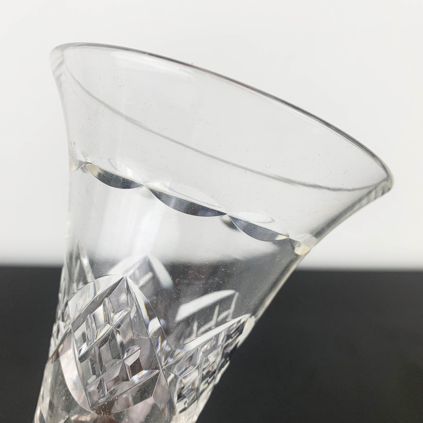 Stuart Crystal Diamond Banded Trumpet Vase