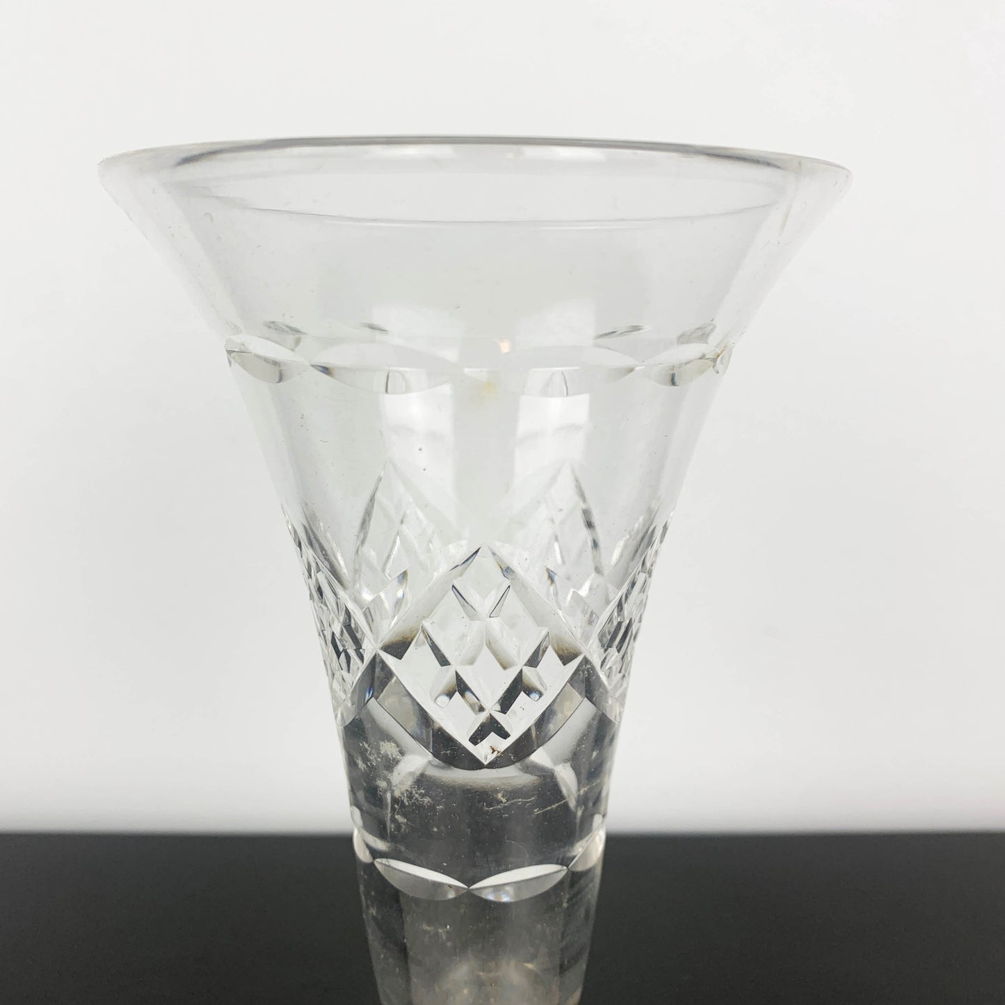 Stuart Crystal Diamond Banded Trumpet Vase