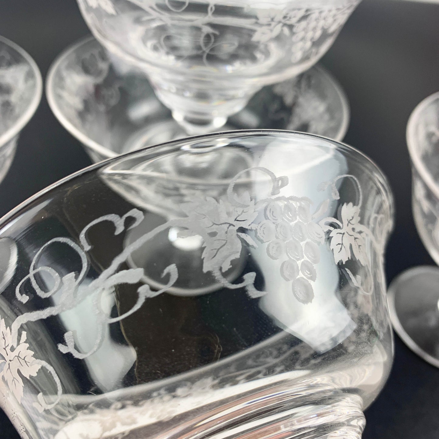 Stuart Crystal Grapevine Etched Dessert Bowl Set