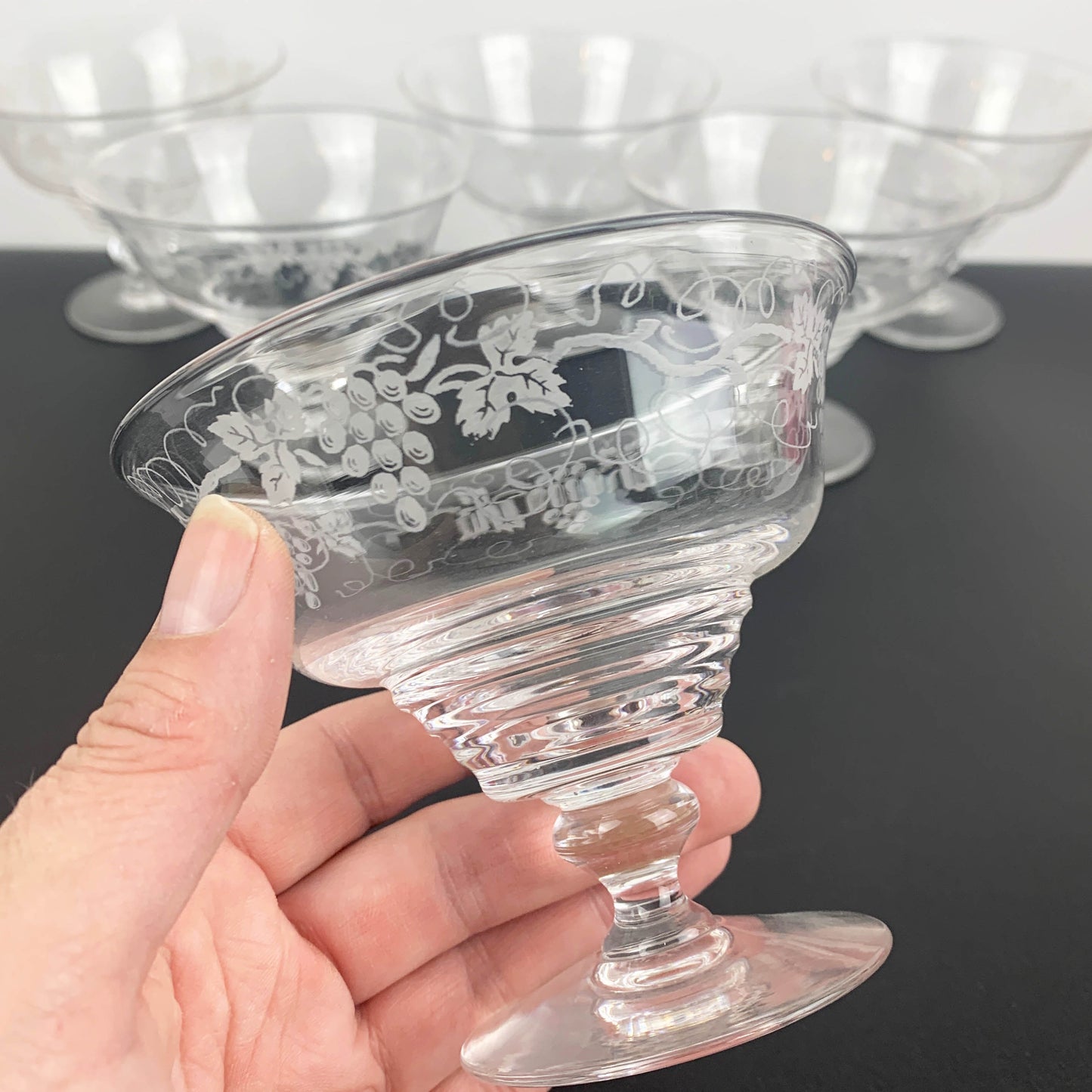 Stuart Crystal Grapevine Etched Dessert Bowl Set