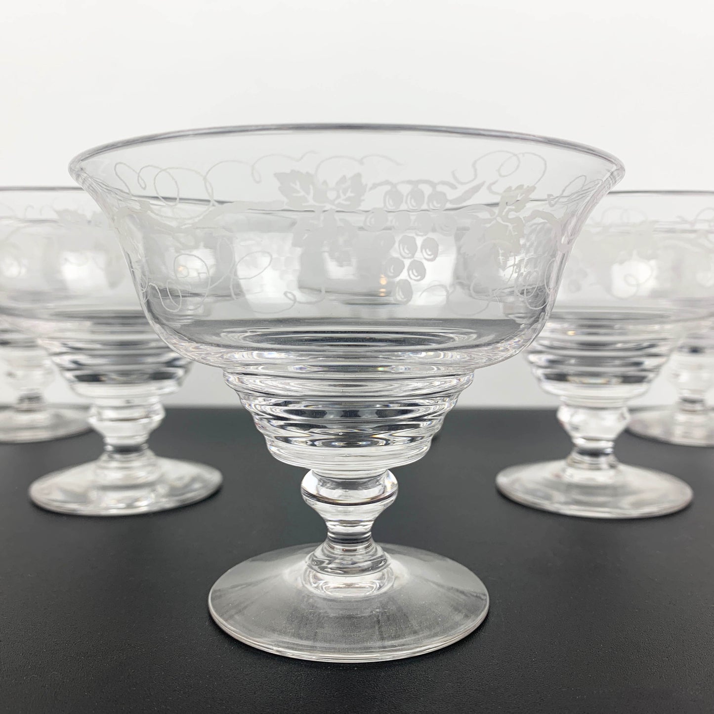 Stuart Crystal Grapevine Etched Dessert Bowl Set