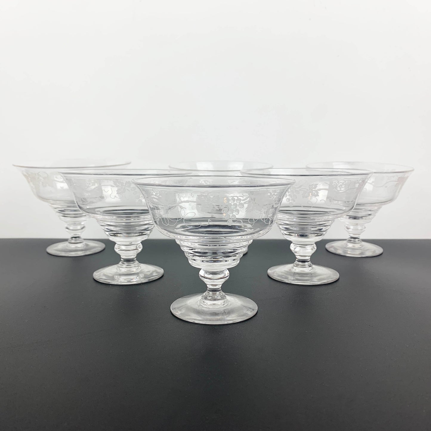 Stuart Crystal Grapevine Etched Dessert Bowl Set