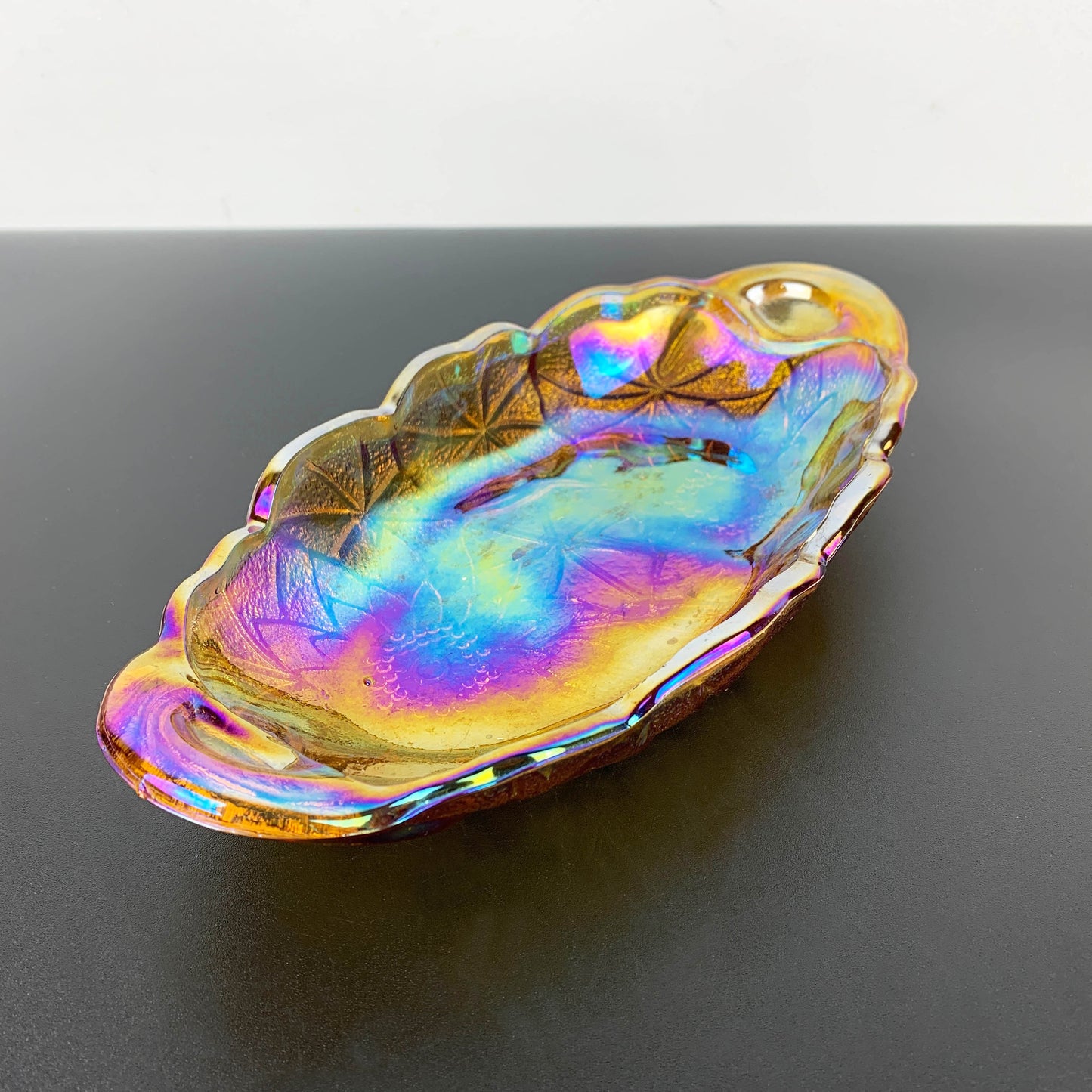 Indiana Glass Carnival Glass 'Lily Pons' Relish Dish