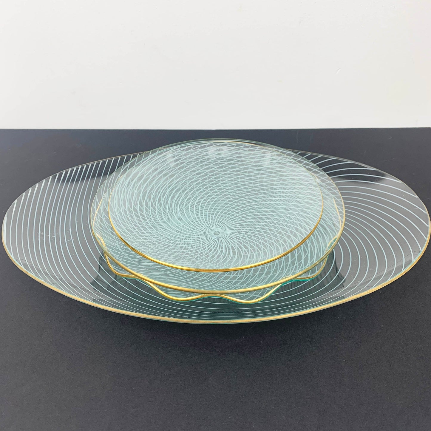 Chance Bros. 'Swirl' 1950's plate collection stacked