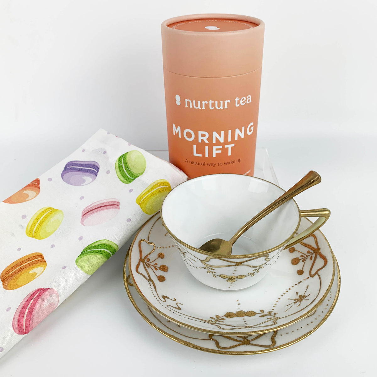 Tea Lovers Gift Box with Antique Japanese Moriage Trio