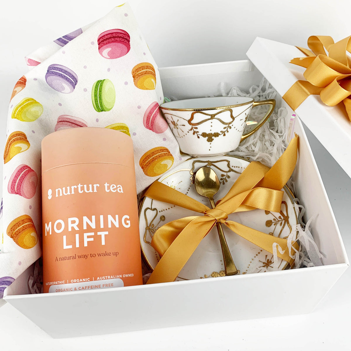 Tea Lovers Gift Box with Antique Japanese Moriage Trio