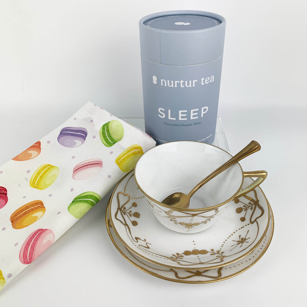Tea Lovers Gift Box with Antique Japanese Moriage Trio