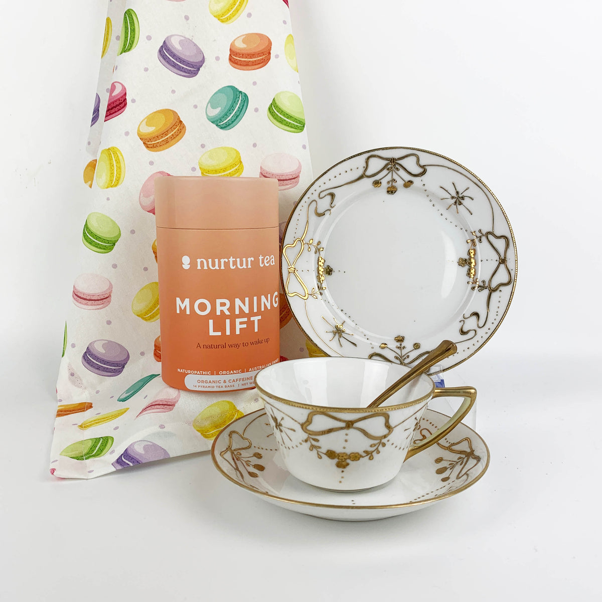 Tea Lovers Gift Box with Antique Japanese Moriage Trio