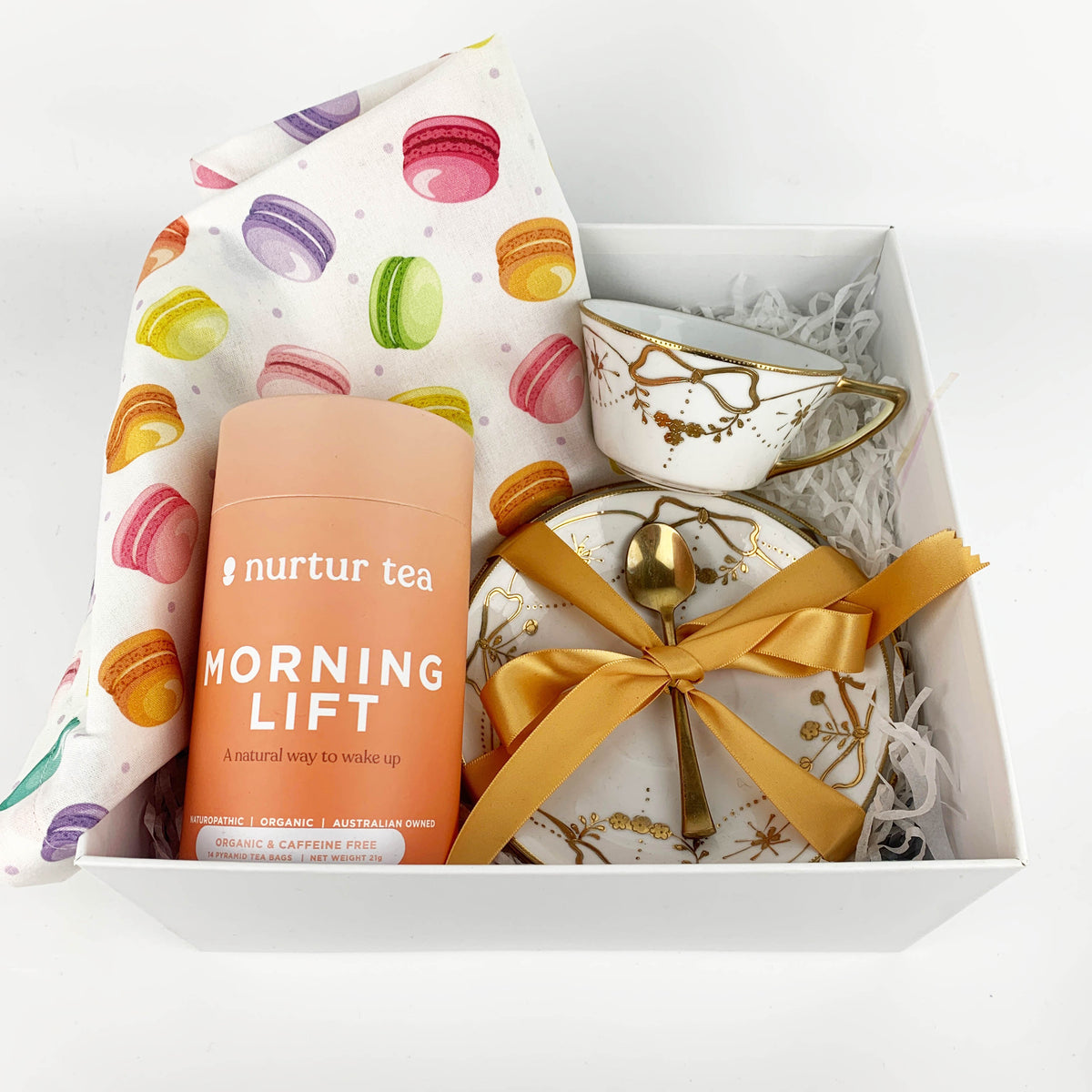 Tea Lovers Gift Box with Antique Japanese Moriage Trio