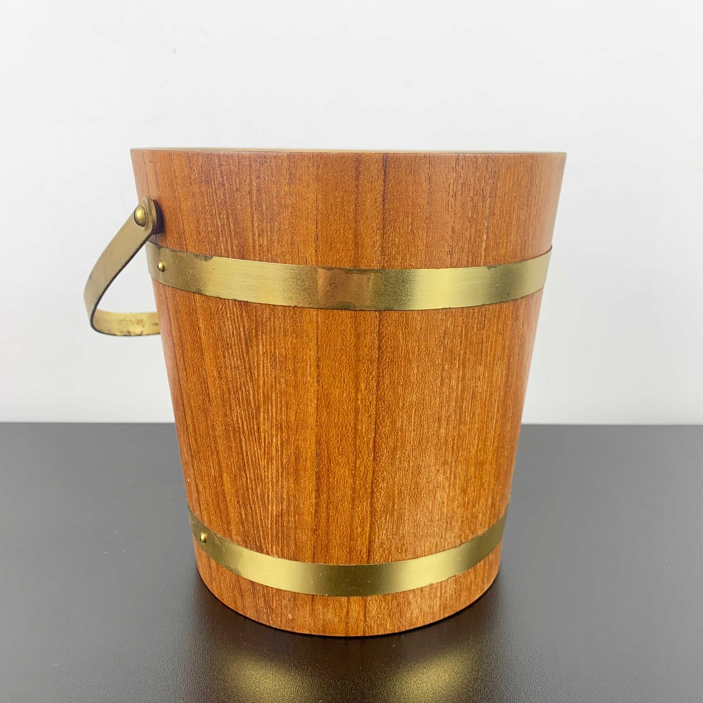 Teak Ice Bucket with Brass Banding
