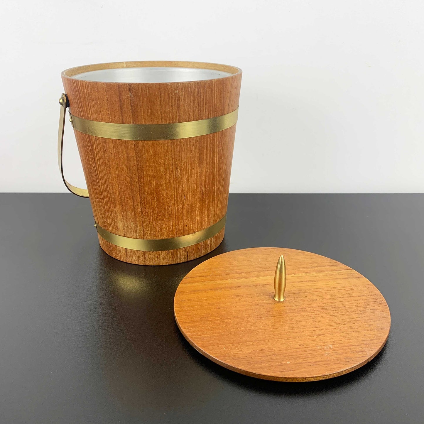 Teak Ice Bucket with Brass Banding