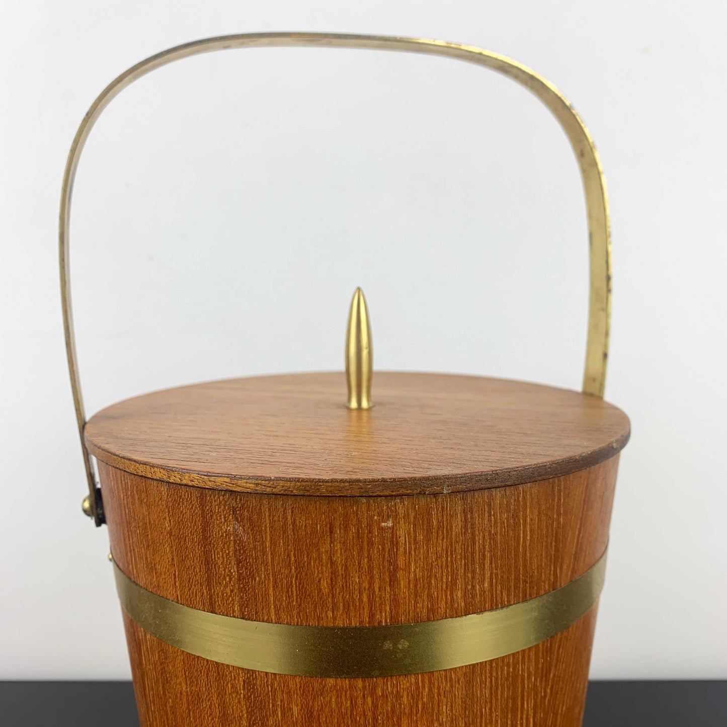 Teak Ice Bucket with Brass Banding