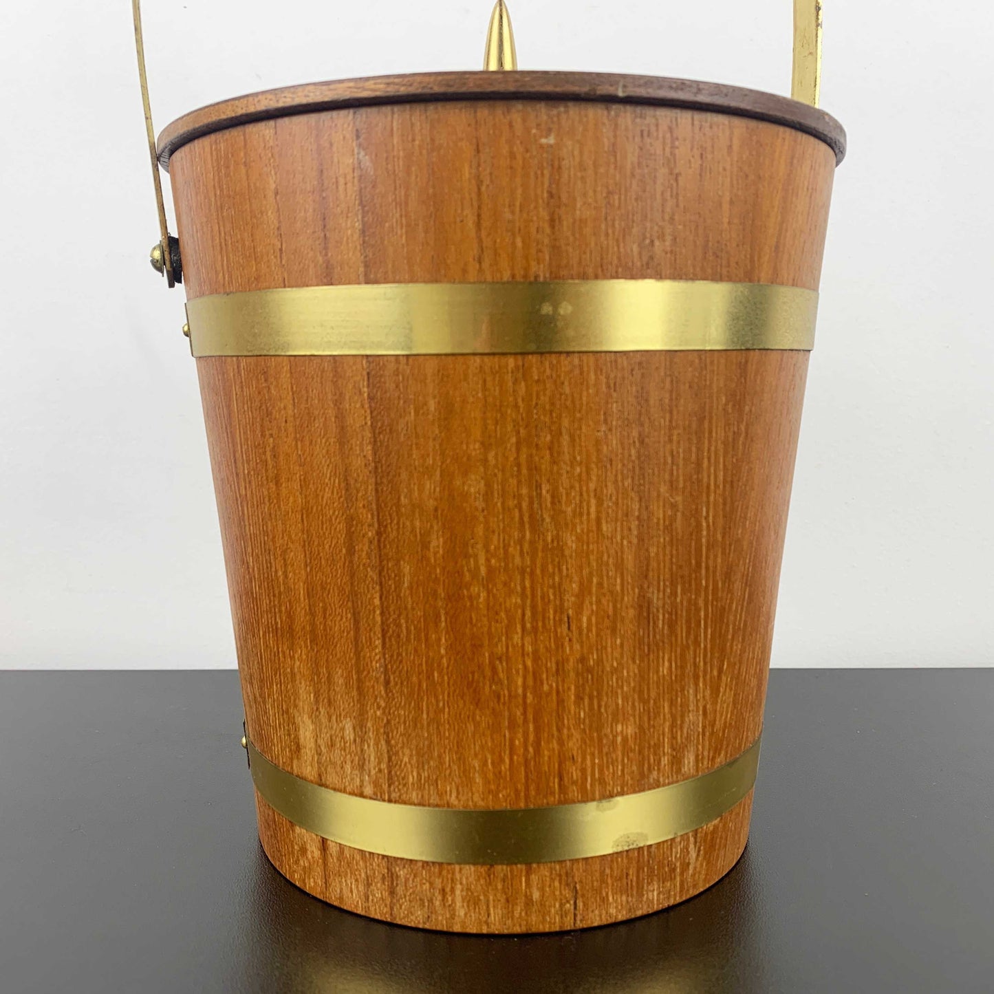 Teak Ice Bucket with Brass Banding